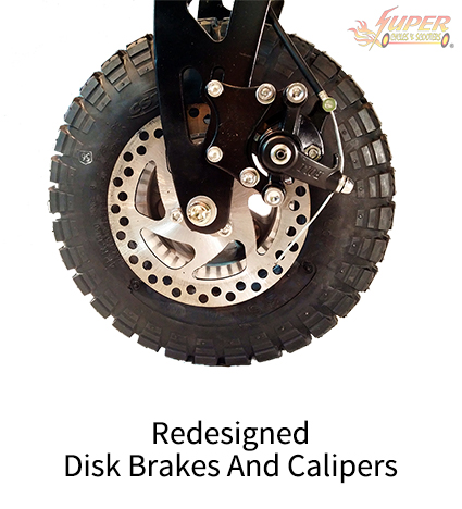 Redesigned disk brakes and calipers
