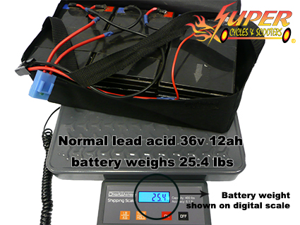Photo of normal battery weight 25.4lbs